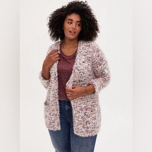 Torrid Fuzzy Multicolor Popcorn Knit Open Front Cardigan women 1XL